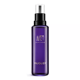 Mugler Alien perfume refill bottle with black pump on a white background​
