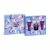 Mugler Alien Eau de Parfum gift set for Mother's Day 2026, including a 30ml refillable talisman bottle with a matching body lotion, and a shower gel in a luxury purple gift box.