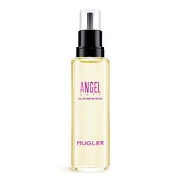 Angel Nova Mugler eau de parfum refill bottle with black pump on a light gray background​