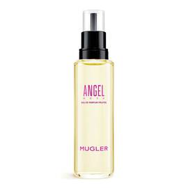 Angel Nova Mugler eau de parfum refill bottle with black pump on a light gray background​