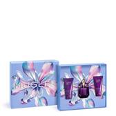 Mugler Alien Eau de Parfum gift set for Mother's Day 2026, including a 30ml refillable talisman bottle with a matching body lotion, and a shower gel in a luxury purple gift box.