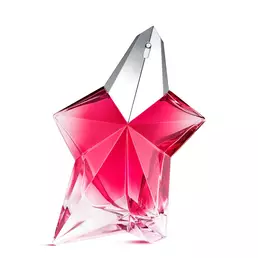 Pink star-shaped Angel Nova Mugler perfume bottle with silver cap on a light gray background