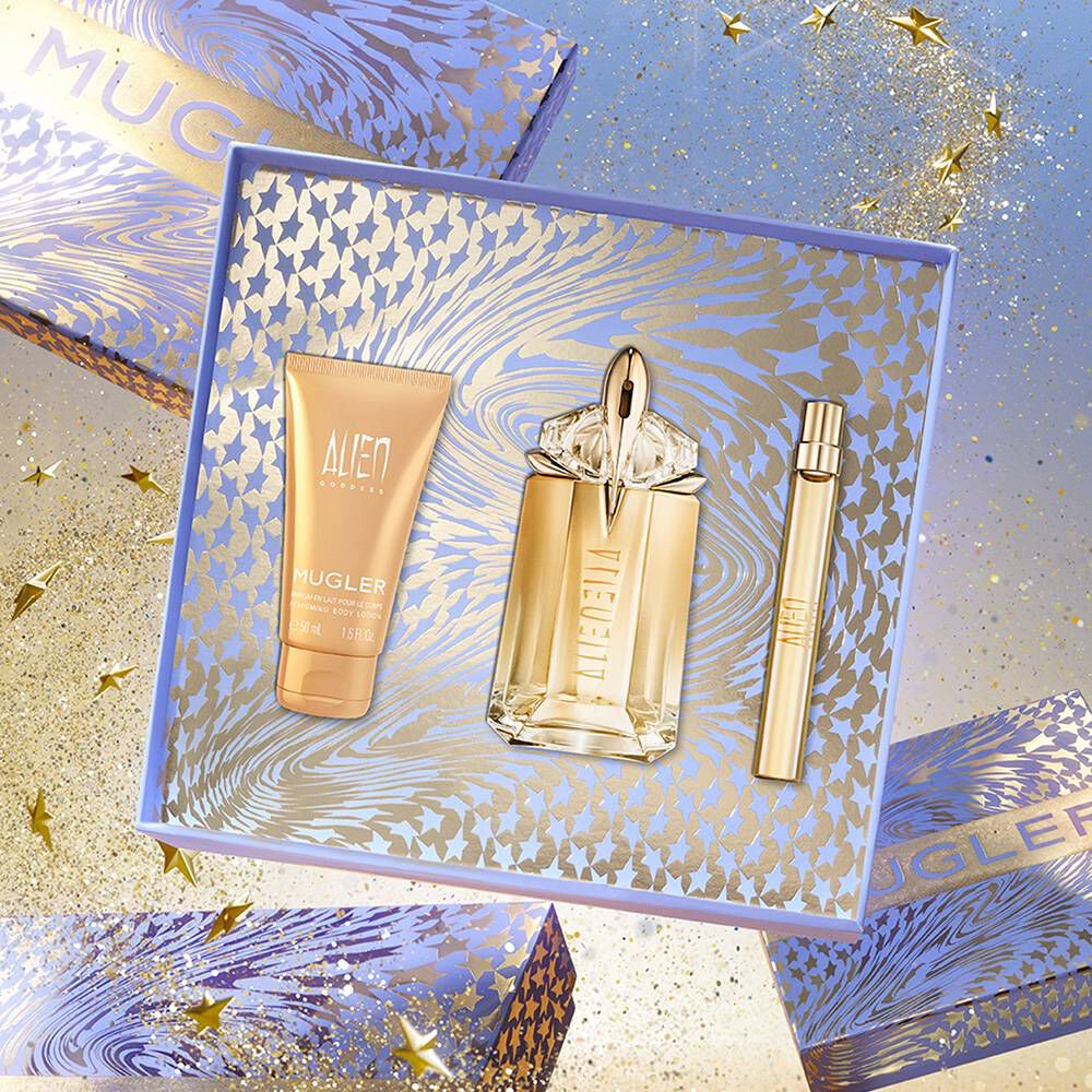 Mugler Alien Goddess Eau De Parfum Gift Set Trio 3-piece Floral Earthy Woody Set